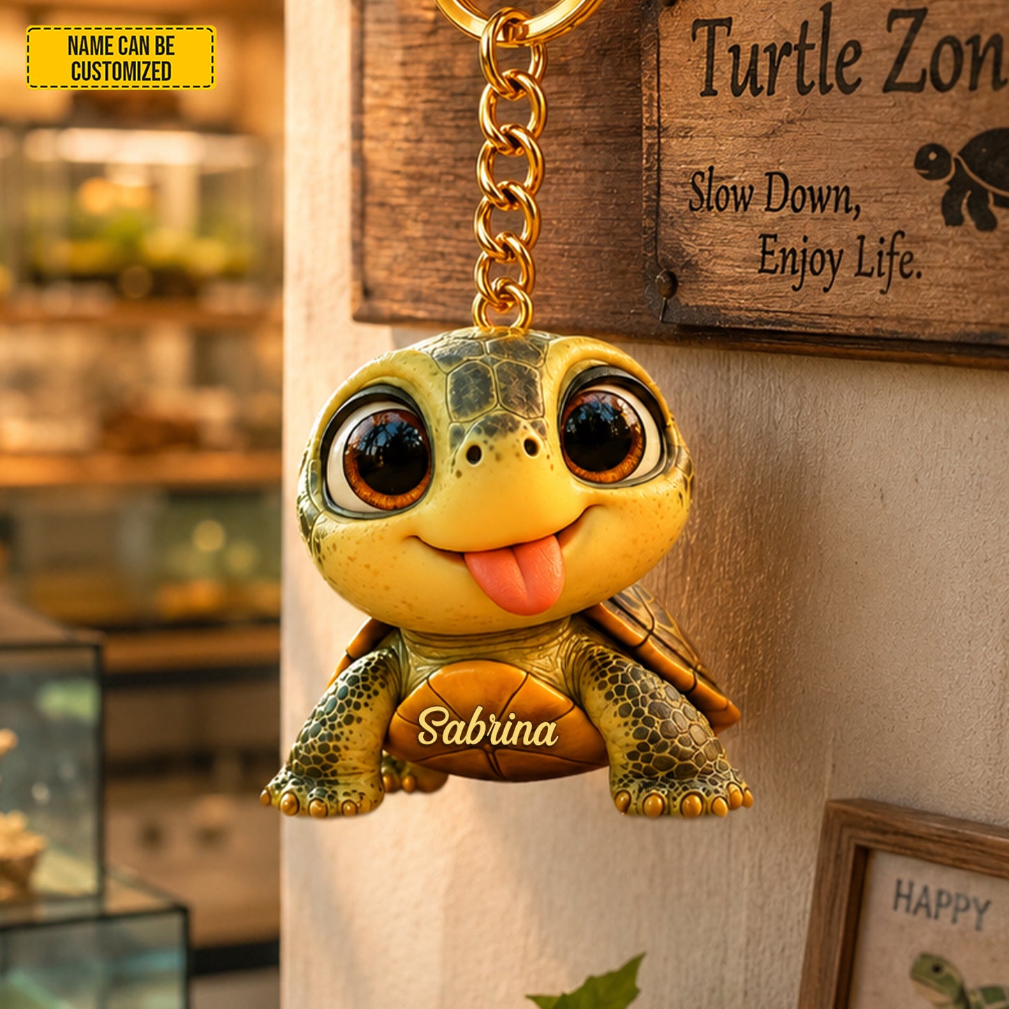 Personalized Cute Turtle Keychain