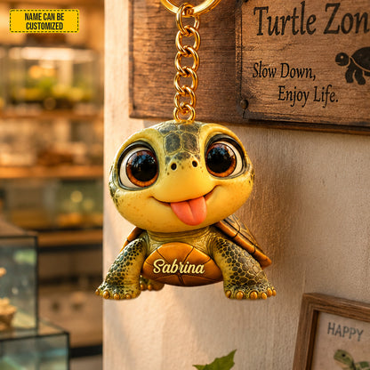 Personalized Cute Turtle Keychain