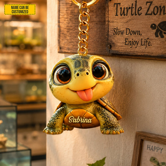 Personalized Cute Turtle Keychain
