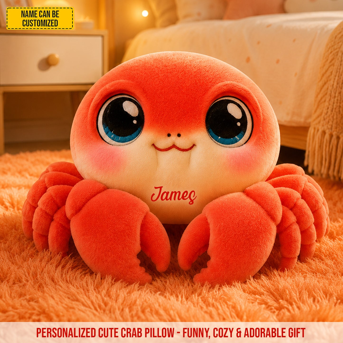 Personalized Cute Crab Custom Shaped Pillow