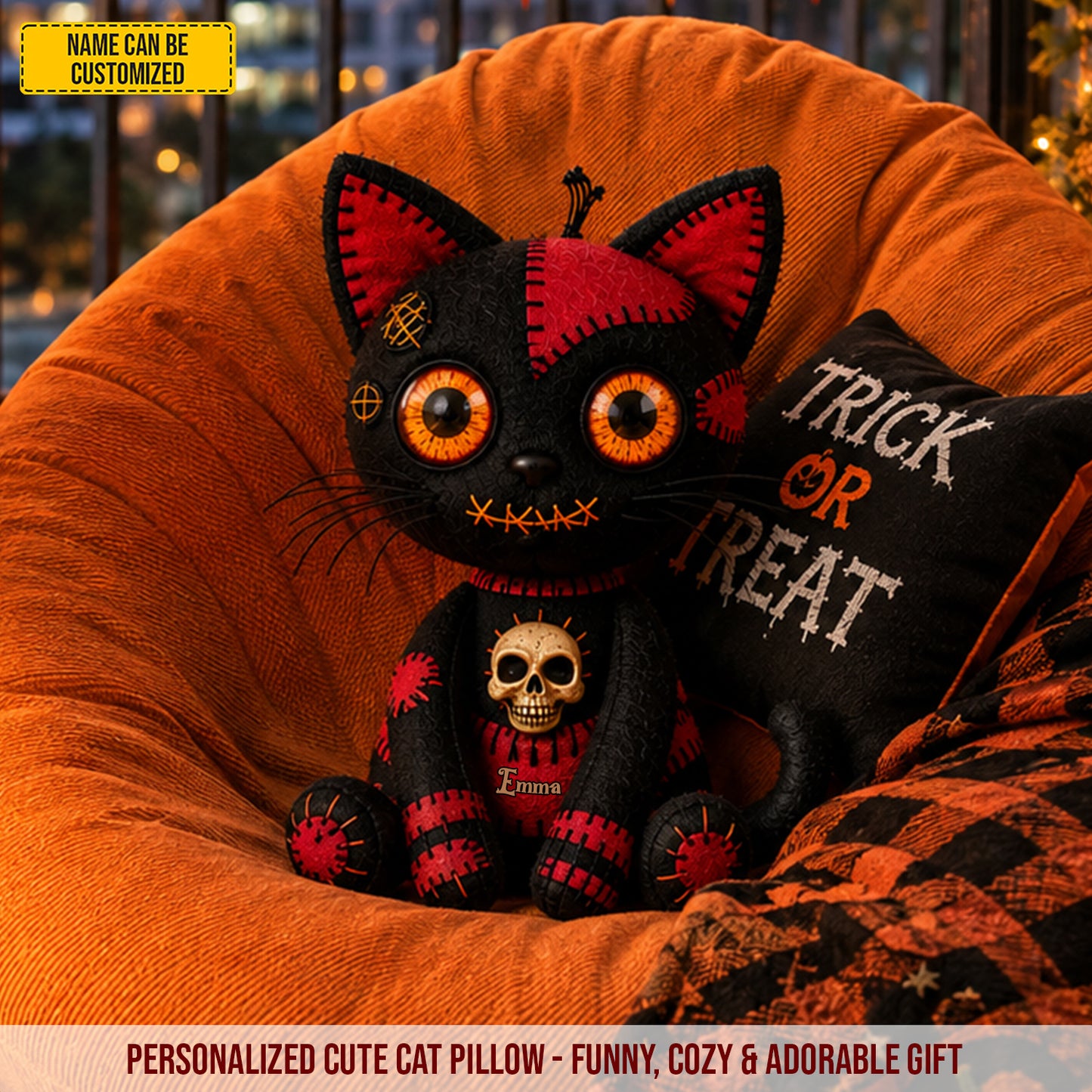 Personalized Halloween Cat Pillow