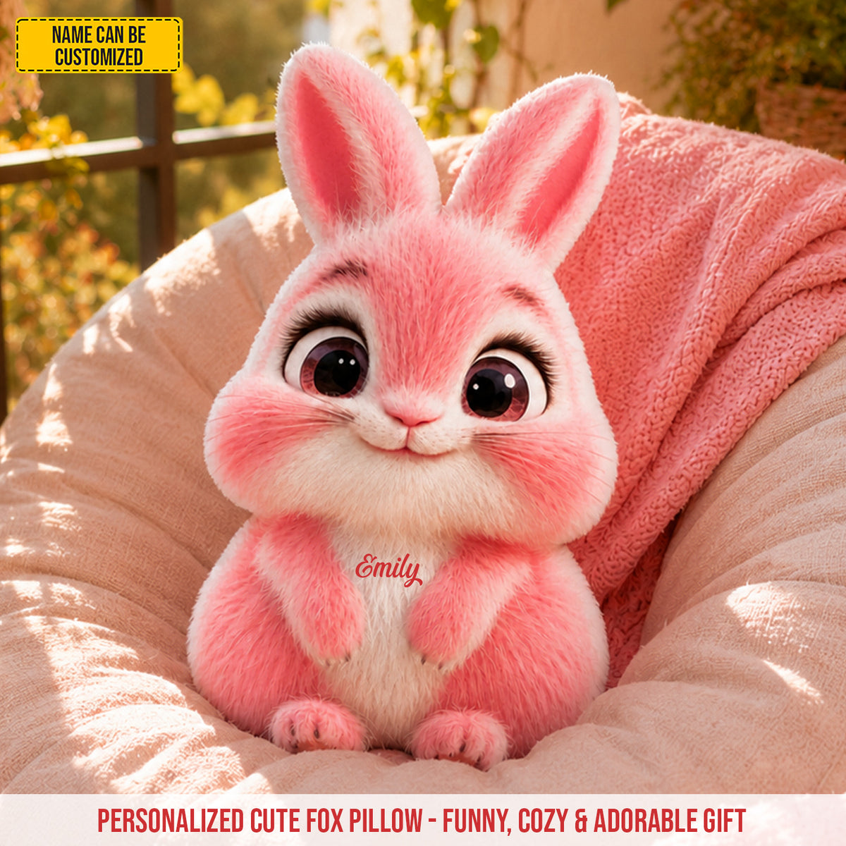 Personalized Cute Bunny Custom Shape Pillow