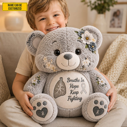 Personalized Lung Cancer Bear Pillow