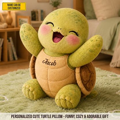 Personalized Happy Turtle Custom Shaped Pillow