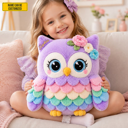 Personalized Colorful Owl Custom Shaped Pillow