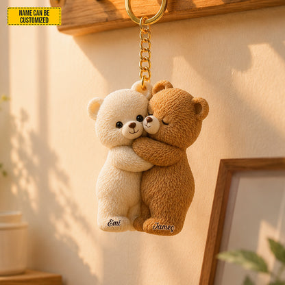 Cute Couple Bear – Personalized Bear Keychain