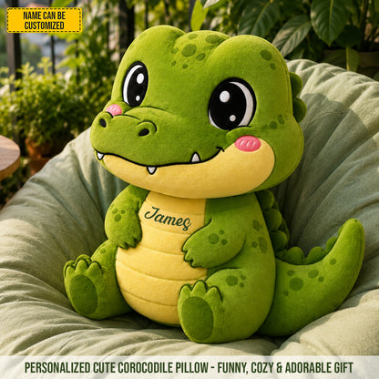 Personalized Cute Crocodile Custom Shaped Pillow