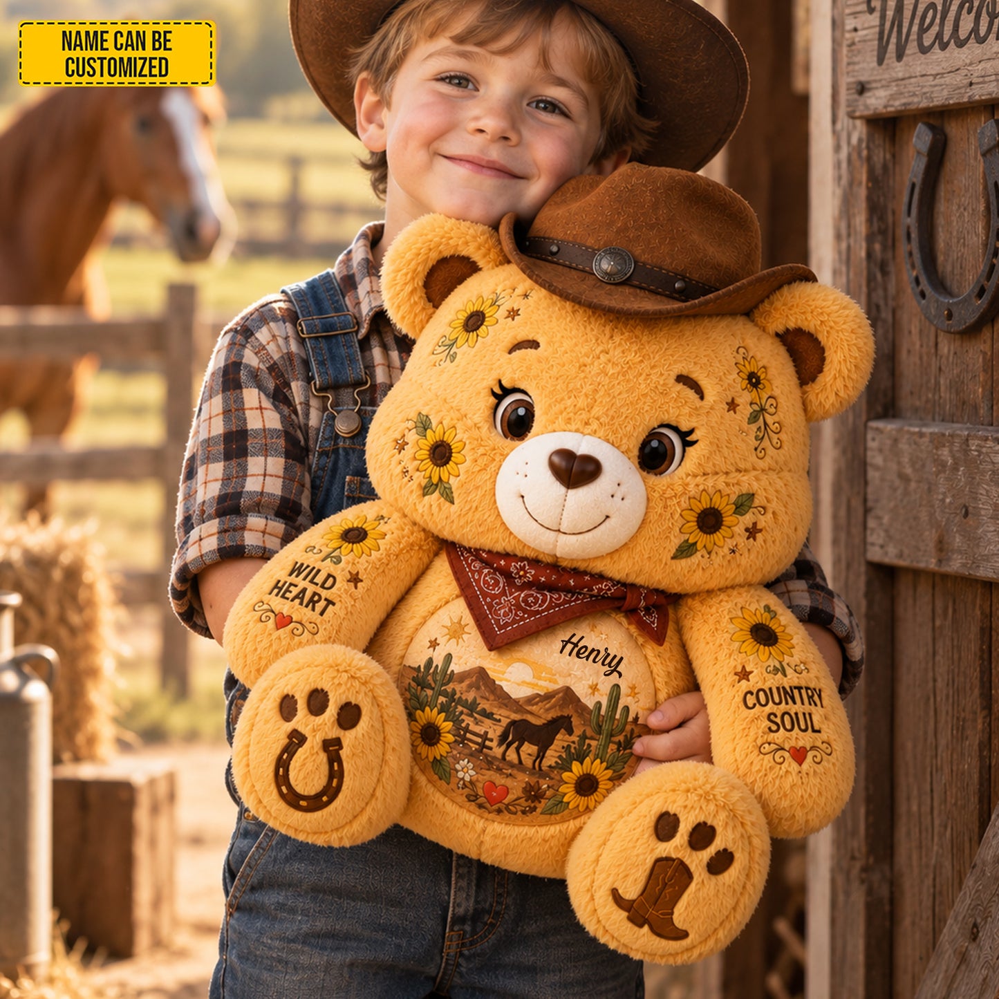 Wild Heart Country Soul - Personalized Bear Pillow