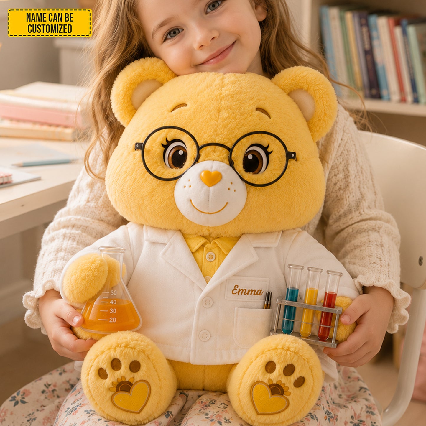 Personalized Scientist Bear Custom Shaped Pillow