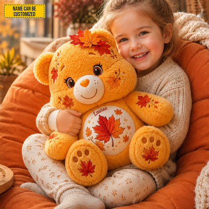 Personalized Autumn Maple Bear Custom Shape Pillow