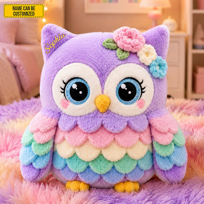 Personalized Colorful Owl Custom Shaped Pillow