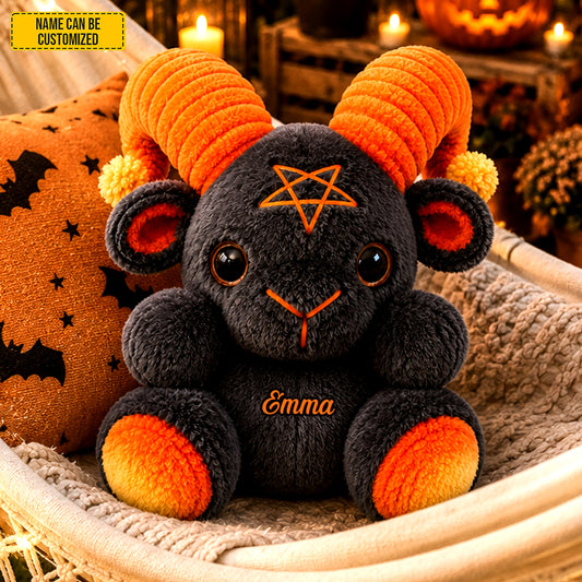 Personalized Spooky Black Goat Pillow