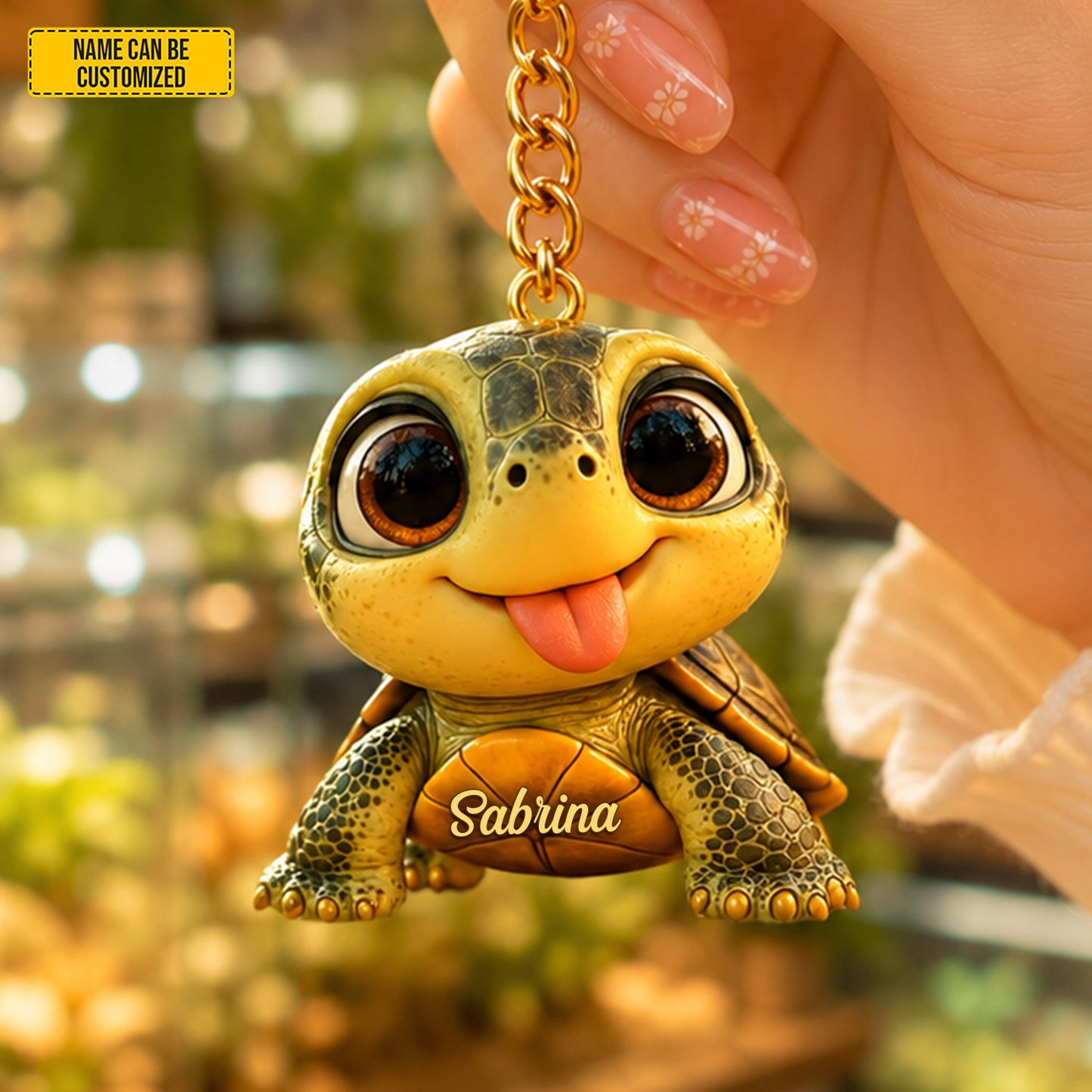 Personalized Cute Turtle Keychain