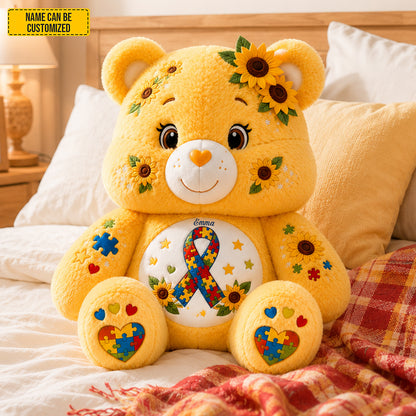 Personalized Autism Awareness Bear Custom Shape Pillow
