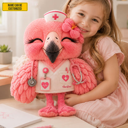 Personalized Nurse Flamingo Custom Shaped Pillow