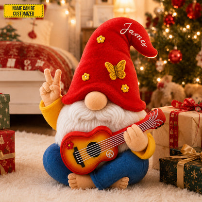 Personalized Peace, Love & Music Gnome Custom Shaped Pillow