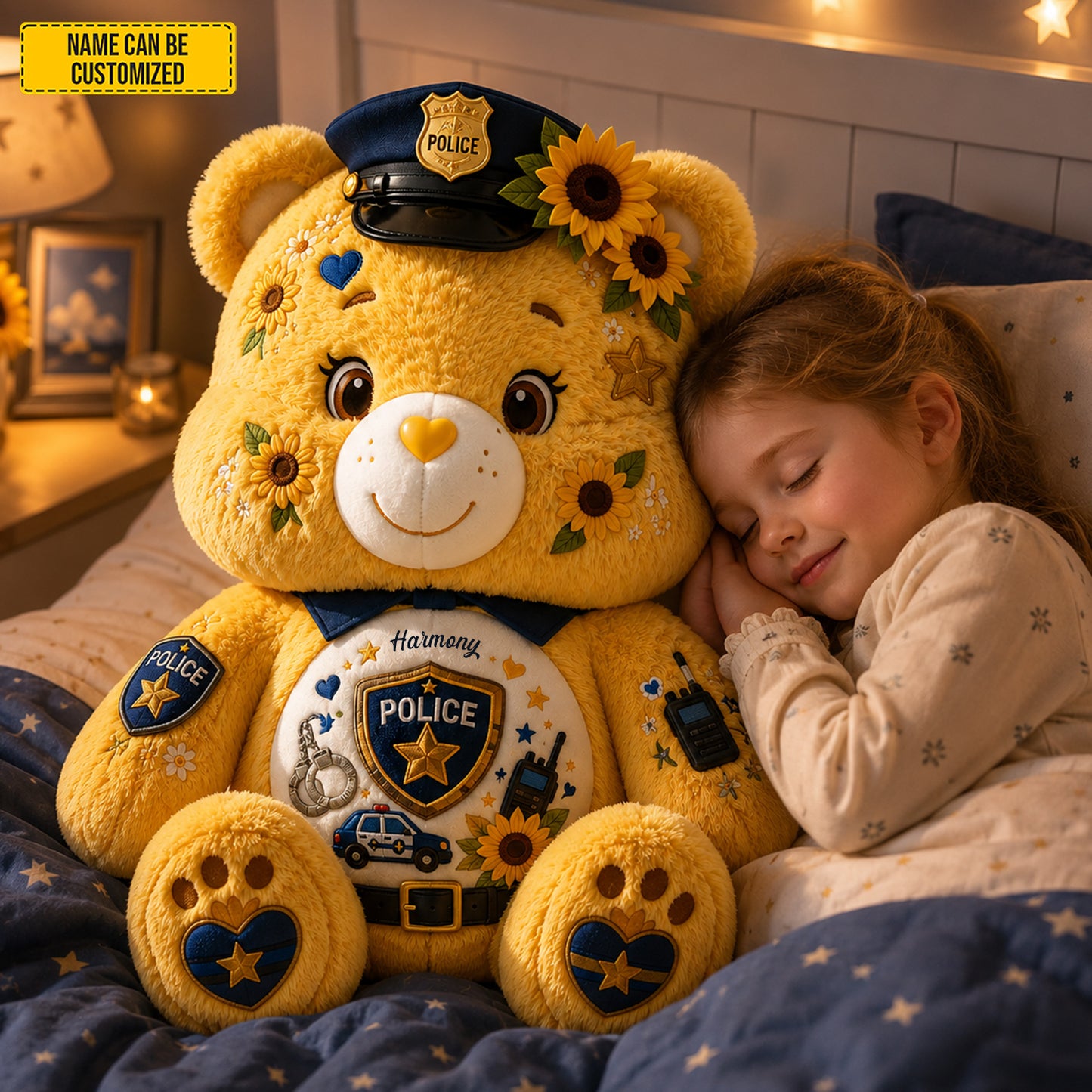 Personalized Police Bear Custom Shape Pillow