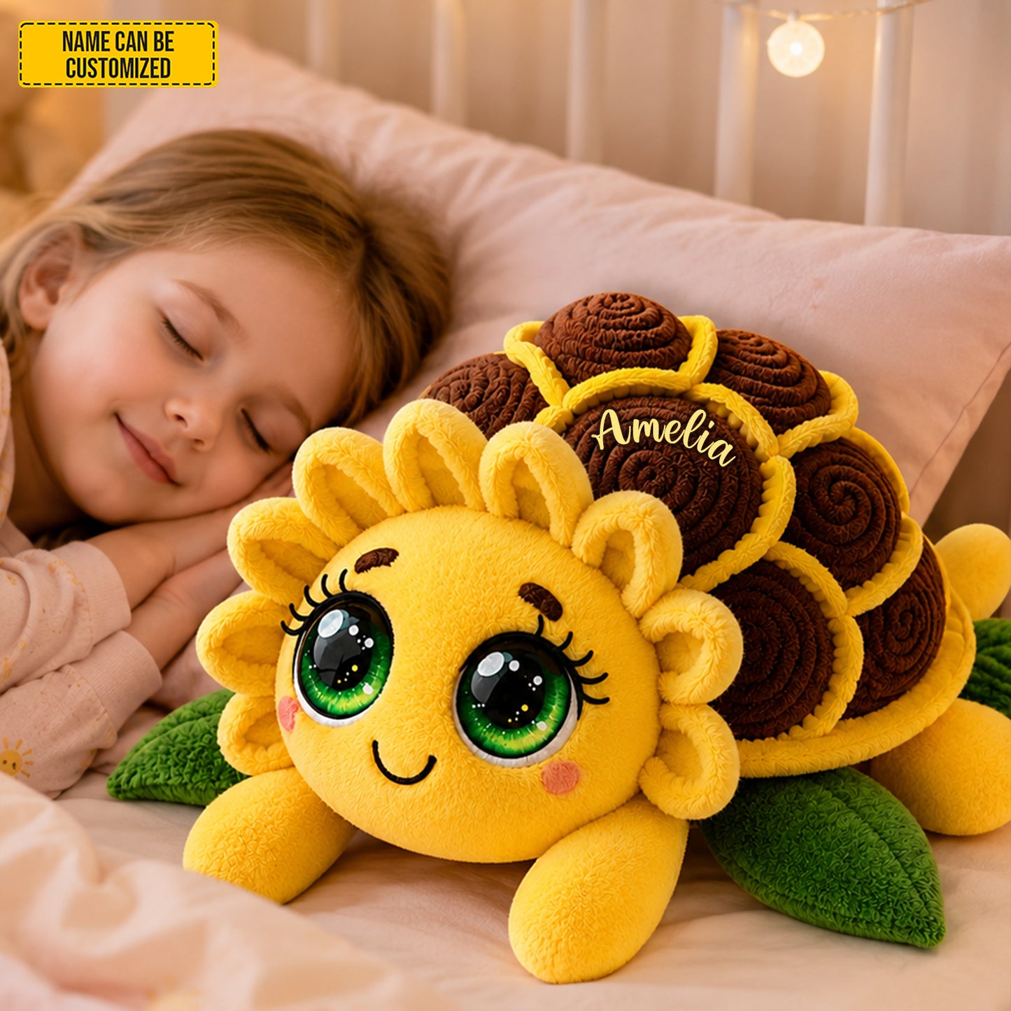 Personalized Sunflower Turtle Custom Shaped Pillow