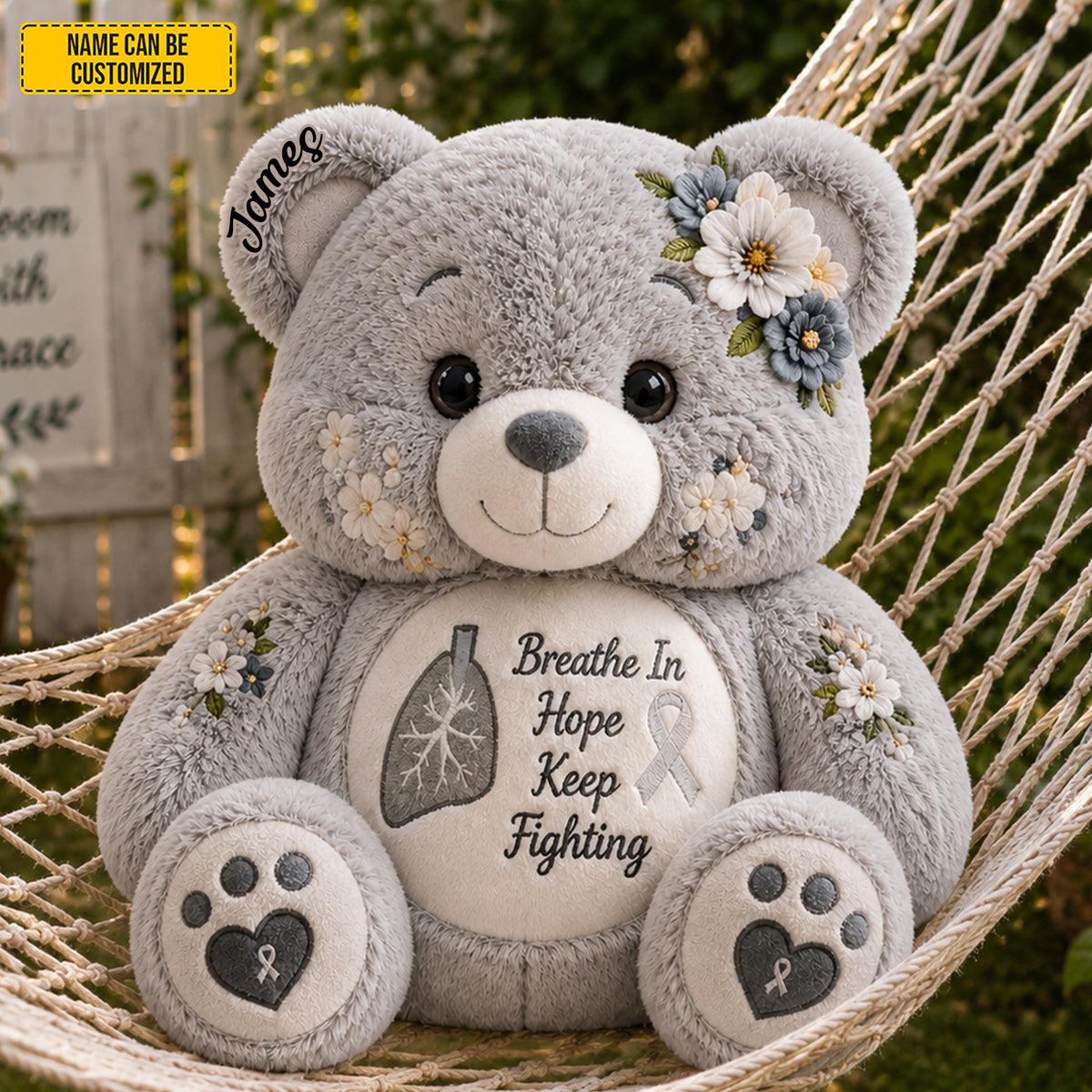 Personalized Lung Cancer Bear Pillow