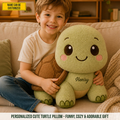 Personalized Cute Turtle Custom Shaped Pillow