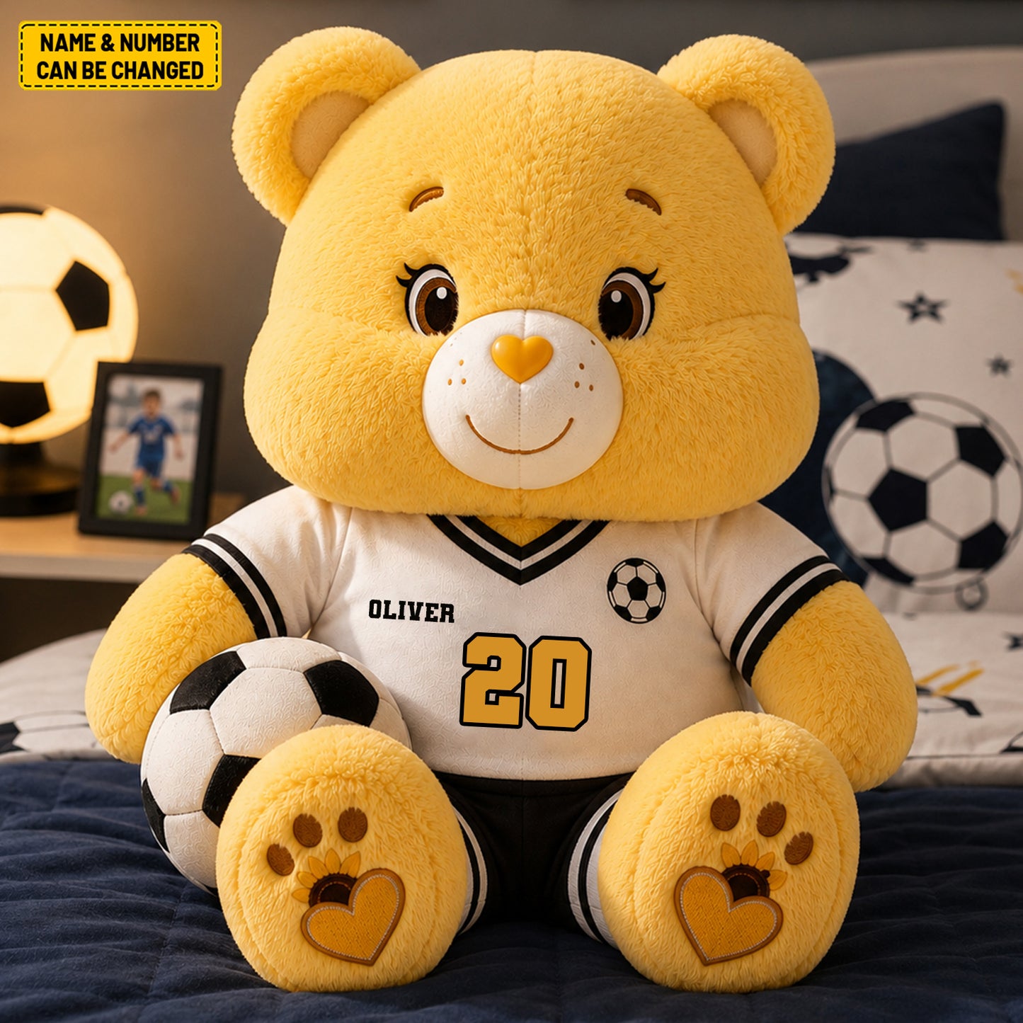 Personalized Soccer Bear Custom Shaped Pillow