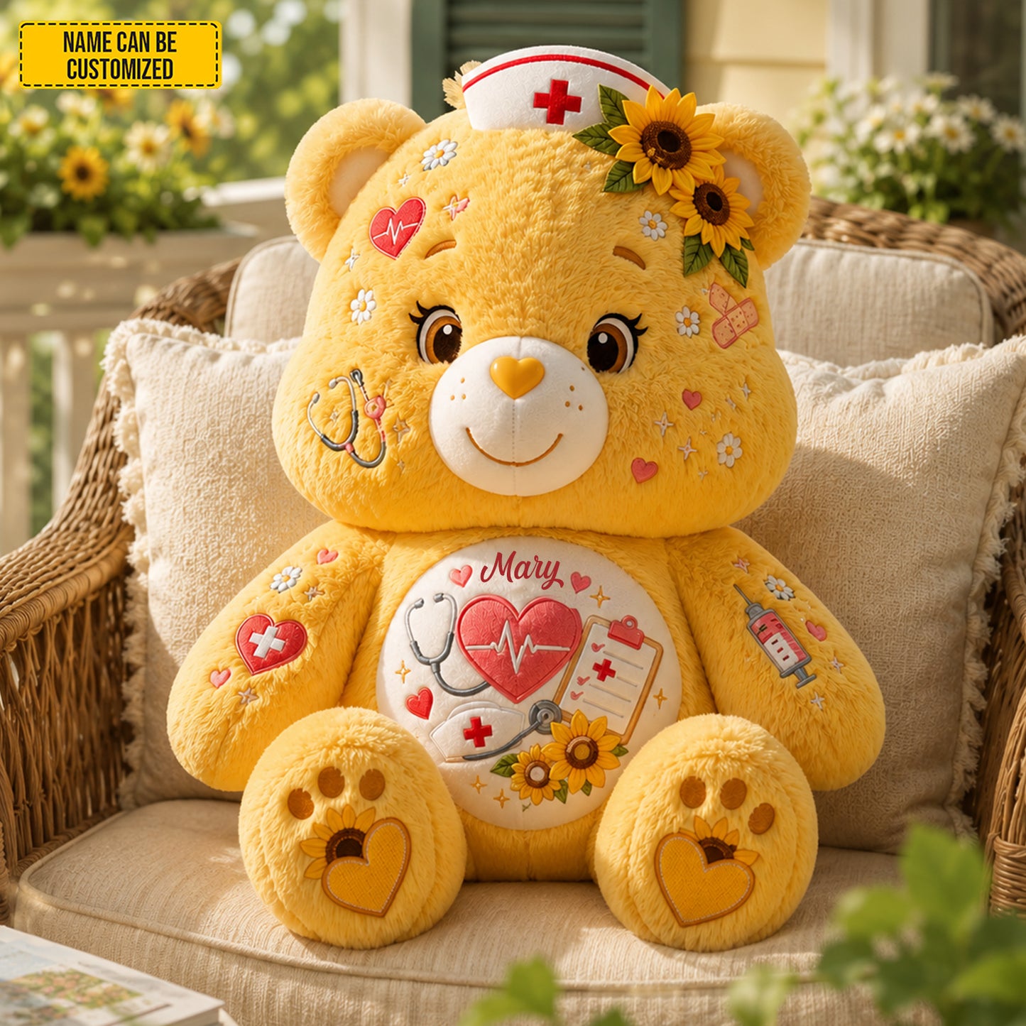 Personalized Nurse Bear Custom Shaped Pillow