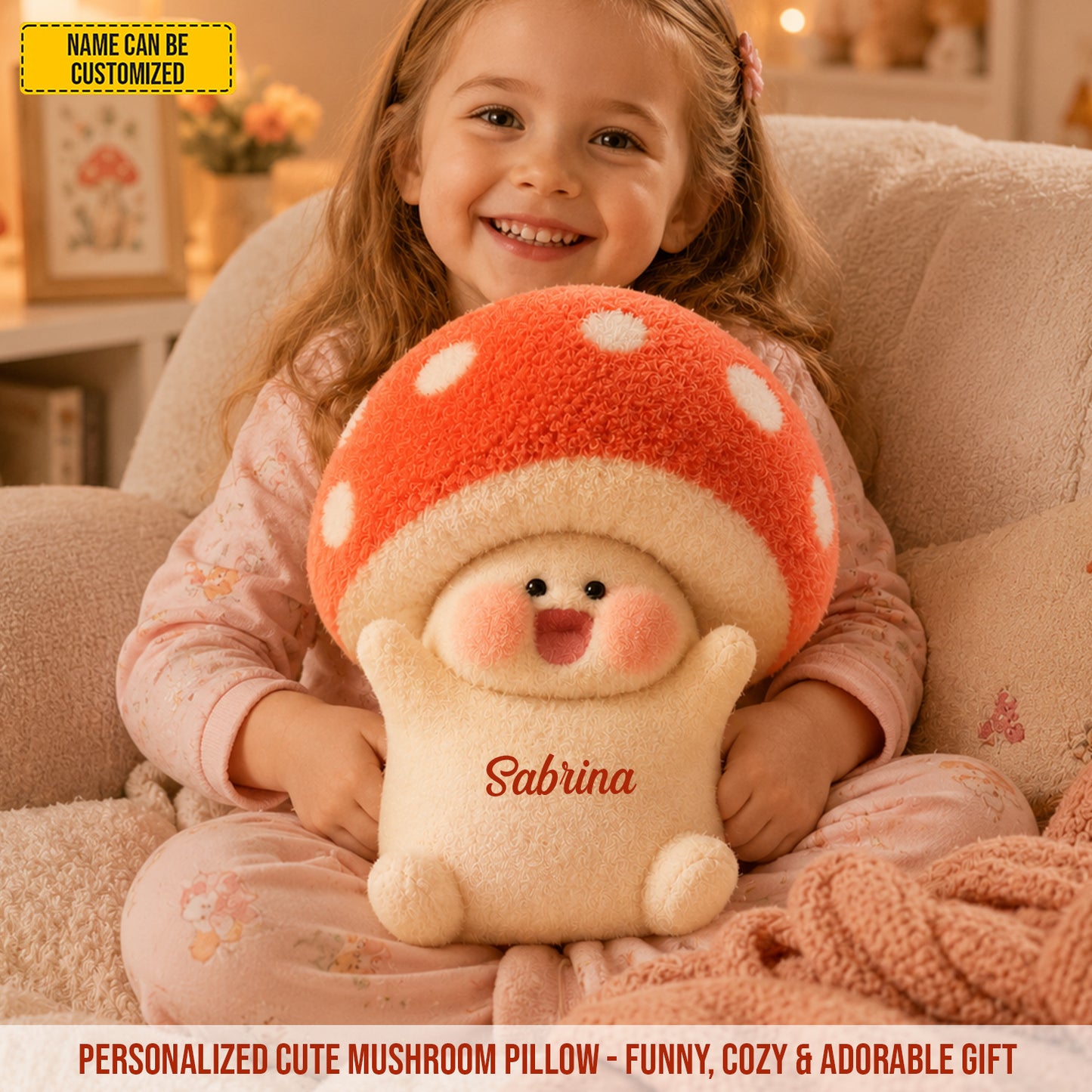 Personalized Cute Mushroom Custom Shape Pillow