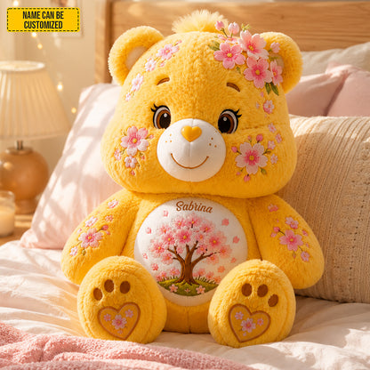 Personalized Cute Cherry Blossom Bear Pillow