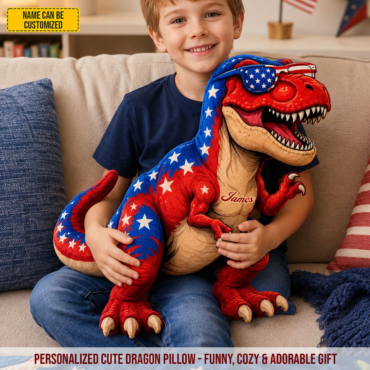 Personalized T-Rex Custom Shaped Pillow
