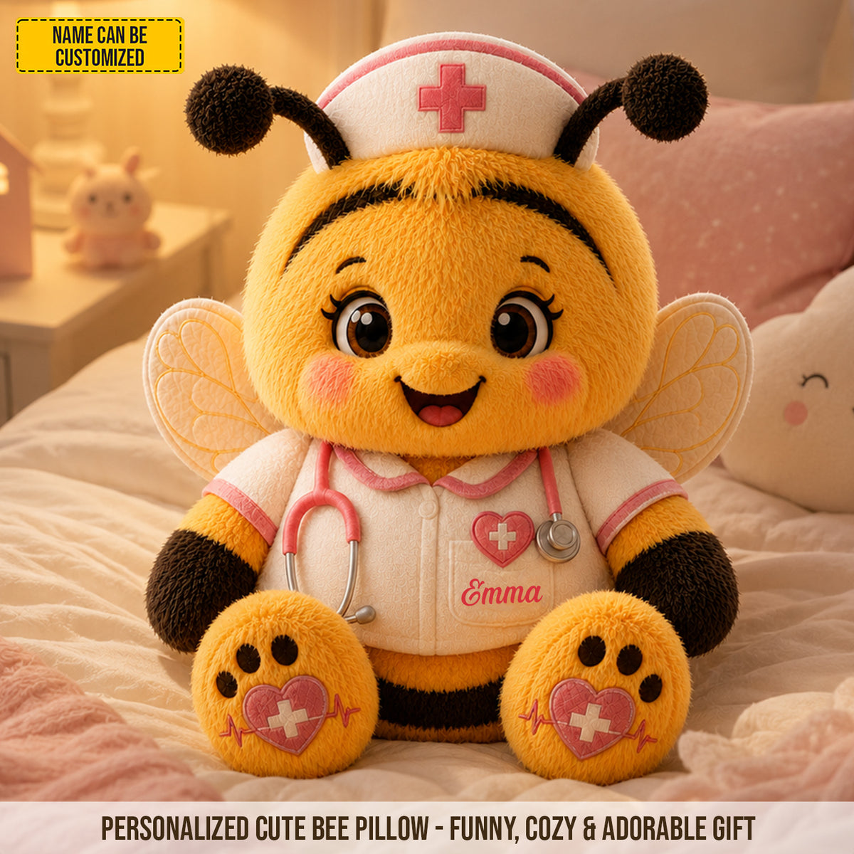Personalized Nurse Bee Custom Shape Pillow