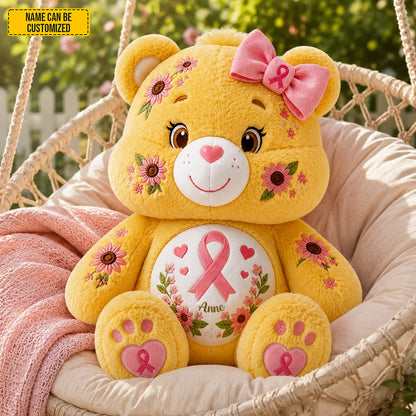 Personalized Pink Ribbon Bear Custom Shaped Pillow