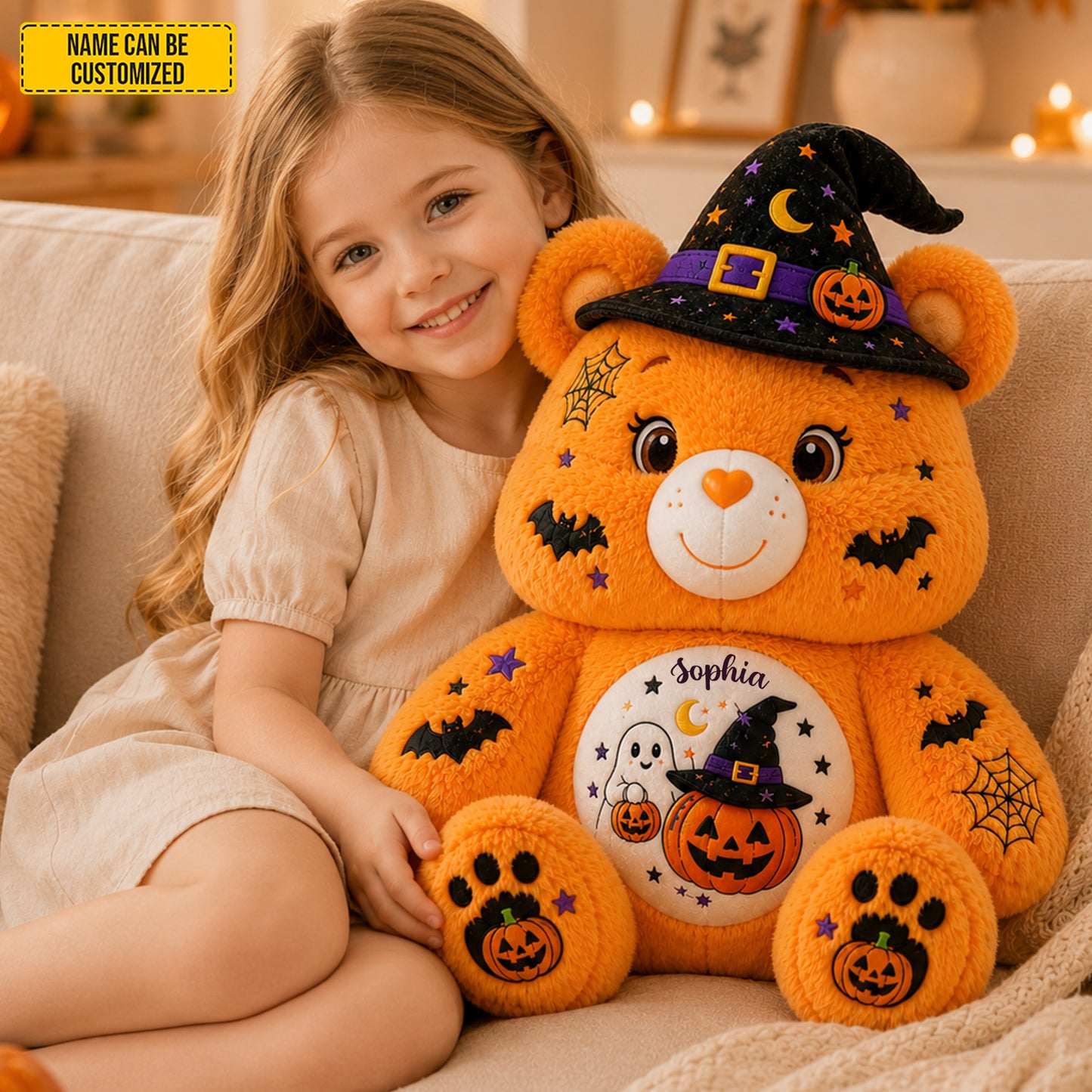 Personalized Halloween Bear Pillow