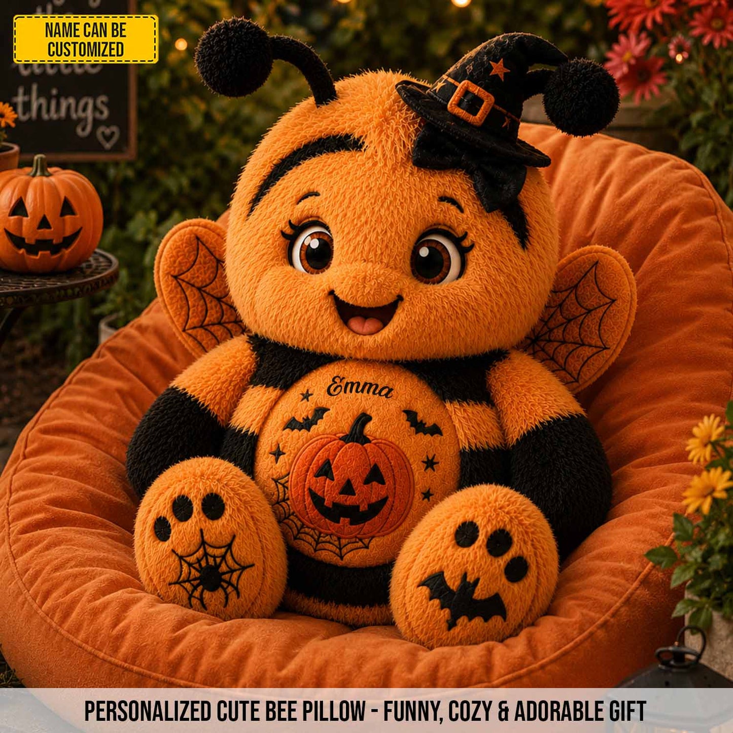 Personalized Halloween Bee Custom Shape Pillow