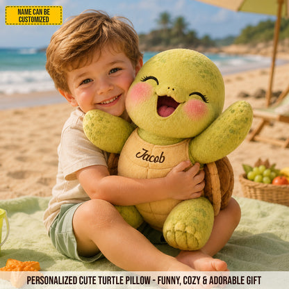 Personalized Happy Turtle Custom Shaped Pillow