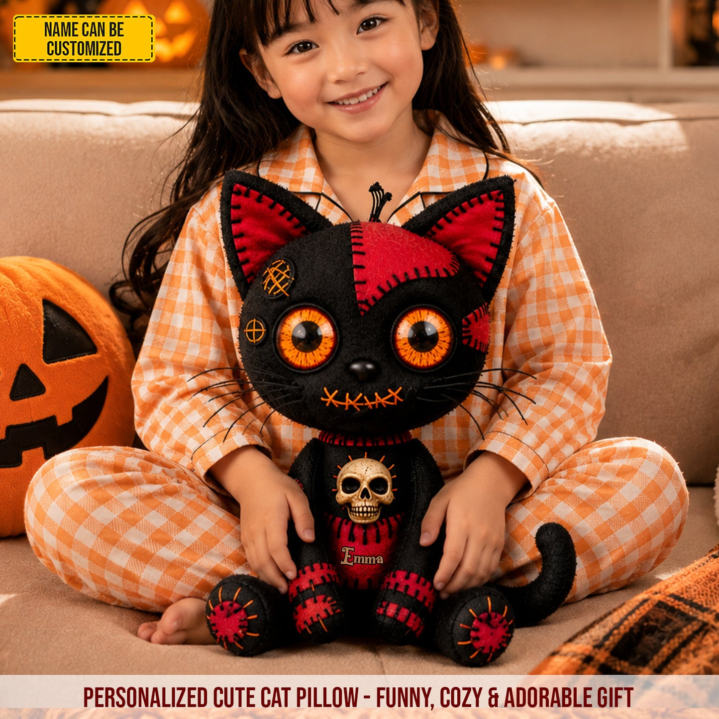 Personalized Halloween Cat Pillow