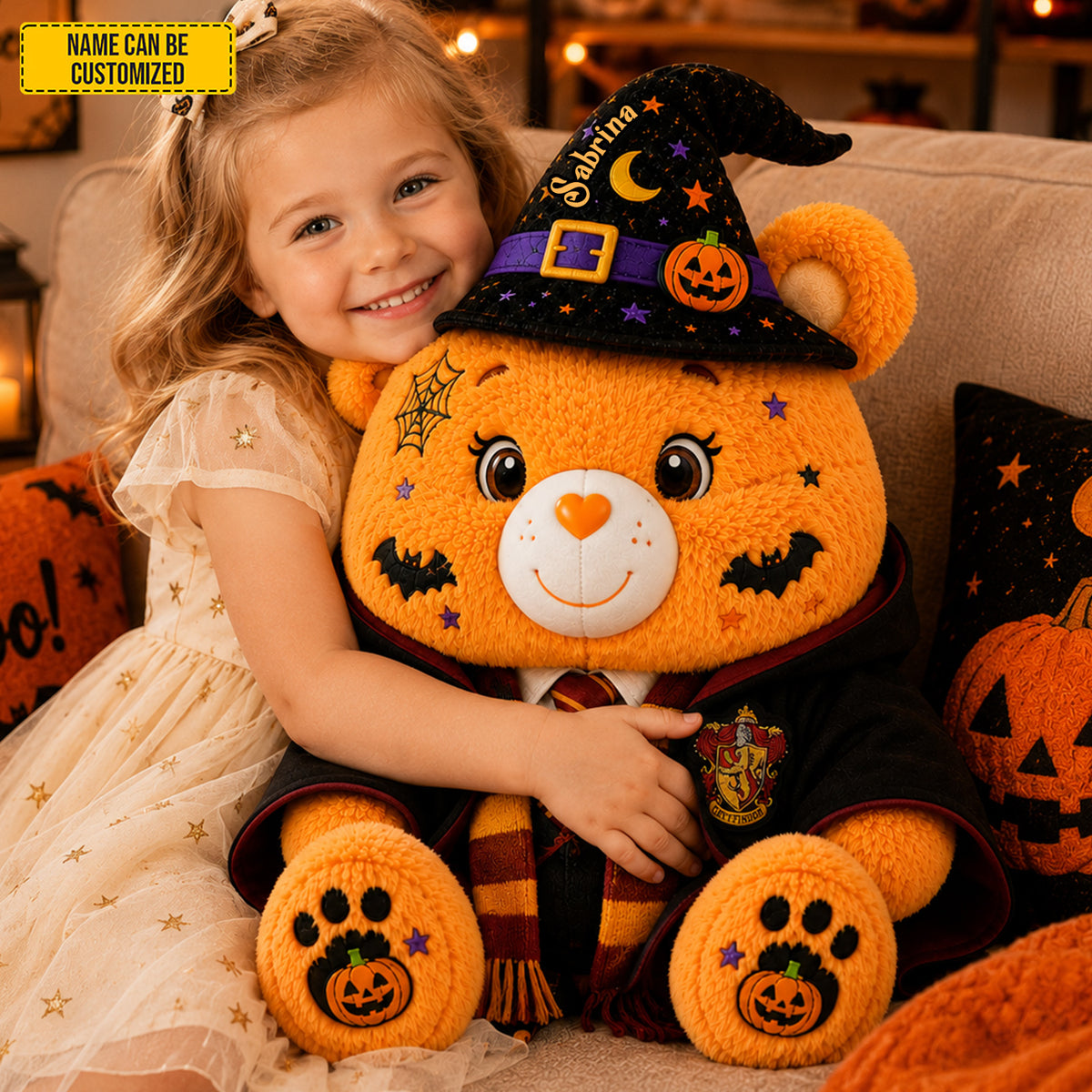 Personalized Halloween Wizard Bear Shape Pillow