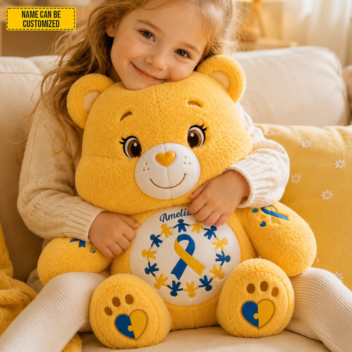 Personalized Down Syndrome Awareness Bear Custom Shape Pillow