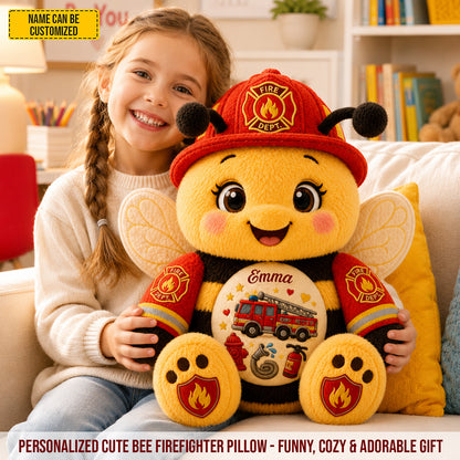 Personalized Firefighter Bee Custom Shape Pillow
