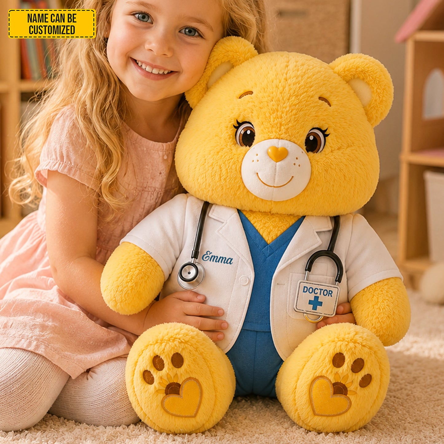 Personalized Doctor Bear Custom Shape Pillow