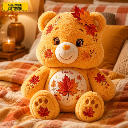 Personalized Autumn Maple Bear Custom Shape Pillow