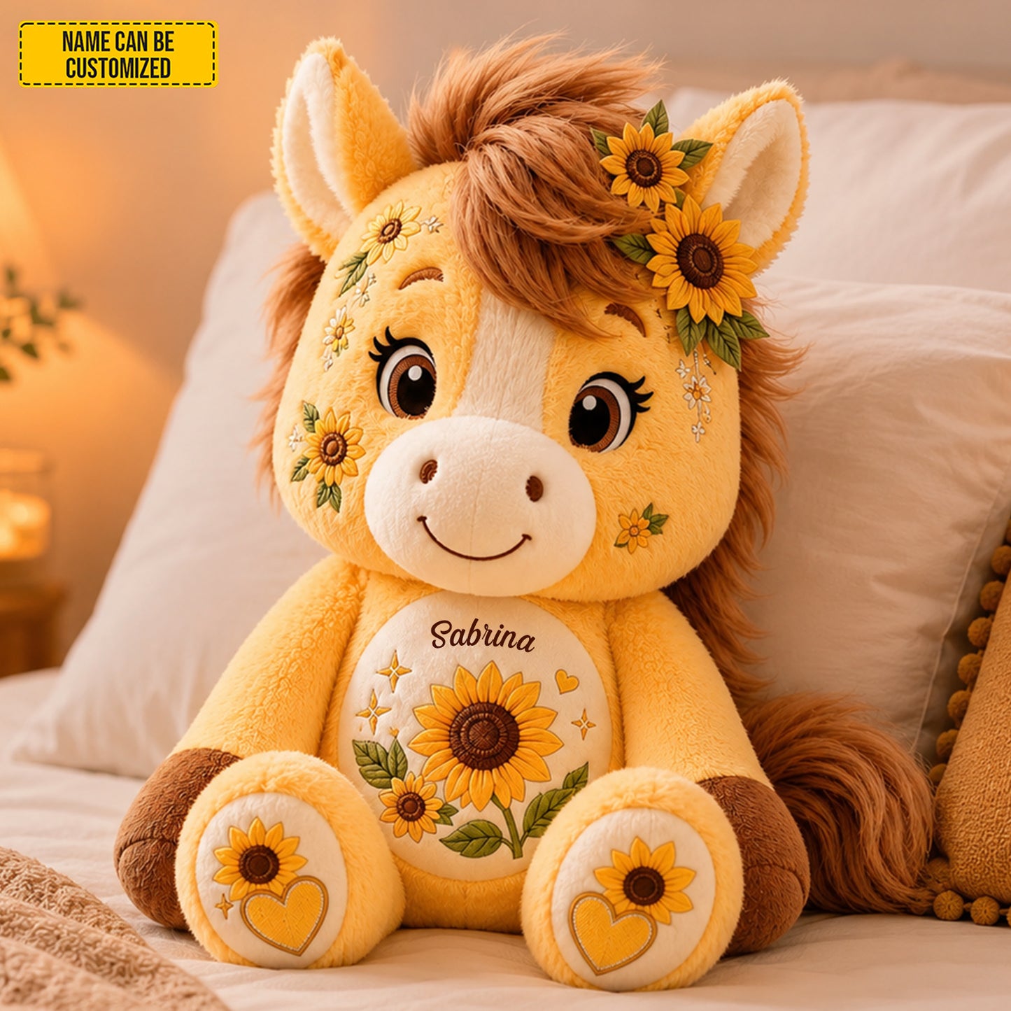 Personalized Sunflower Horse Custom Shape Pillow