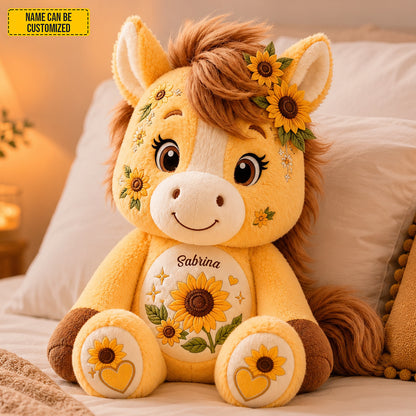 Personalized Sunflower Horse Custom Shape Pillow