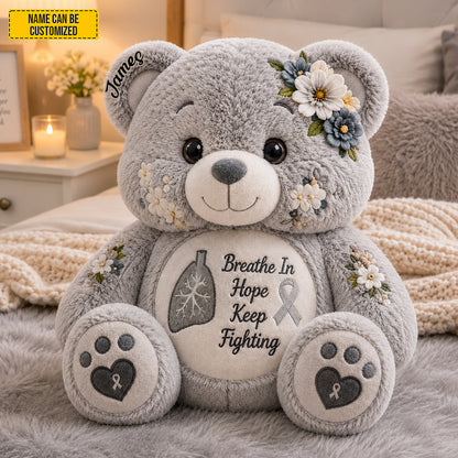 Personalized Lung Cancer Bear Pillow