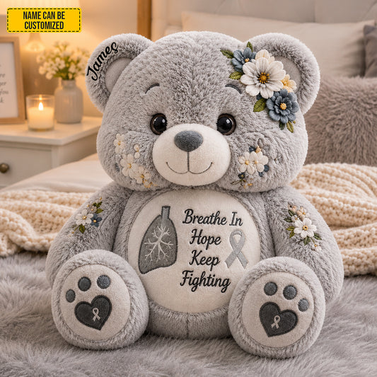 Personalized Lung Cancer Bear Pillow