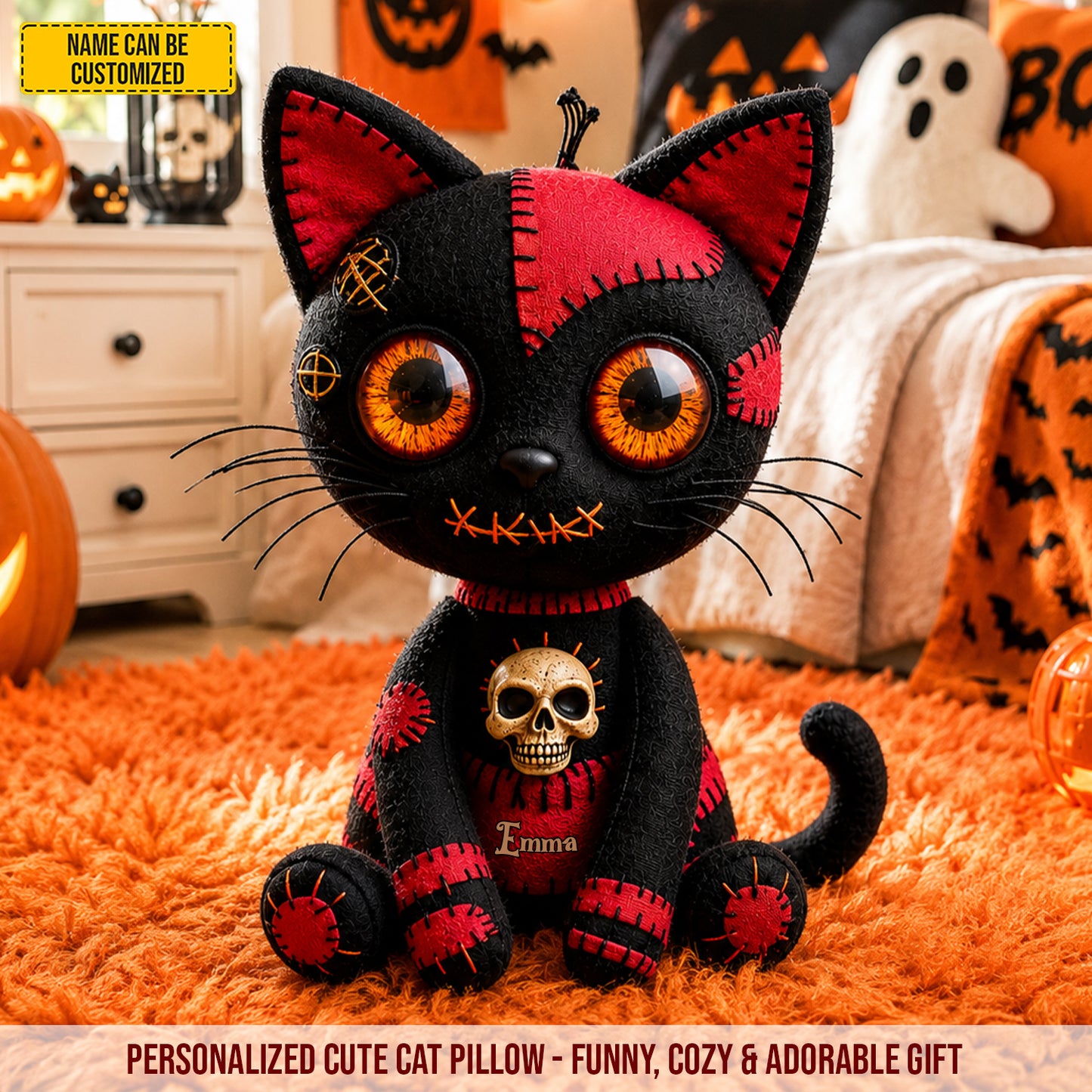 Personalized Halloween Cat Pillow