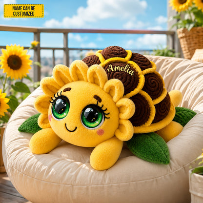 Personalized Sunflower Turtle Custom Shaped Pillow