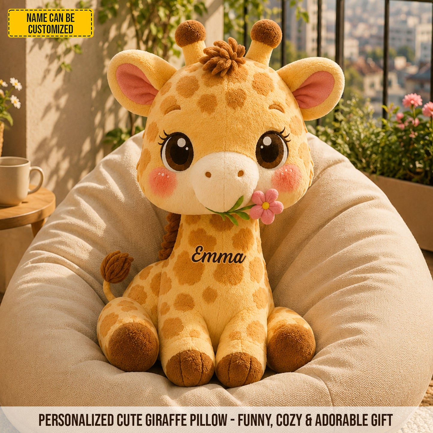 Personalized Giraffe Custom Shape Pillow