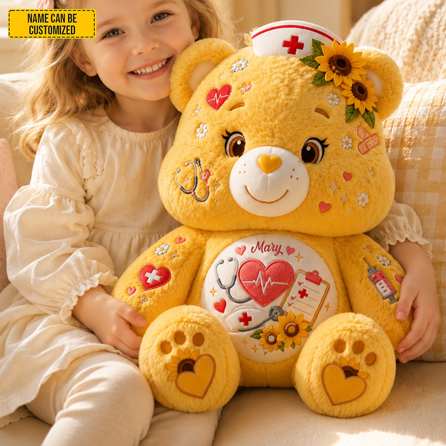Personalized Nurse Bear Custom Shaped Pillow
