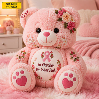 Personalized Breast Cancer Bear Pillow