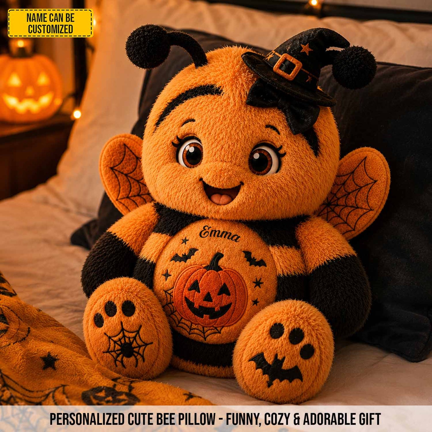 Personalized Halloween Bee Custom Shape Pillow